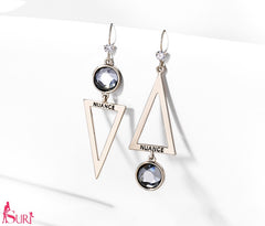 Bông tai tam giác bất đối xứng đá đen