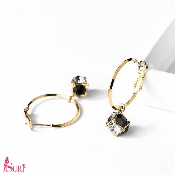 Bông tai khoen đính đá 2 màu