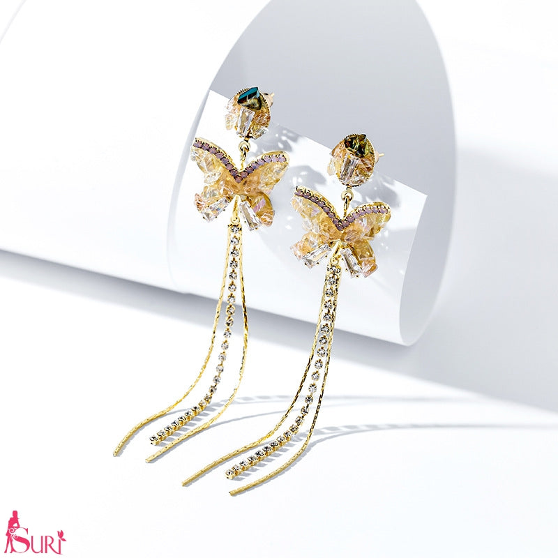 Bông Tai Tòn Teng Tua Rua Cánh Bướm Pha Lê