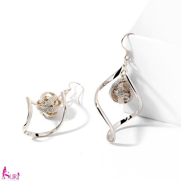 Bông tai tòn teng xoắn bi tròn