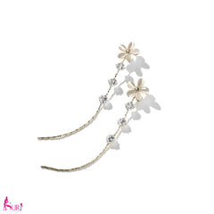 Bông tai tòn teng hoa 3 hạt đá