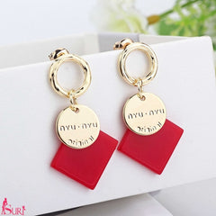 Bông Tai Tòn Teng Hình Thoi Vàng Chanh