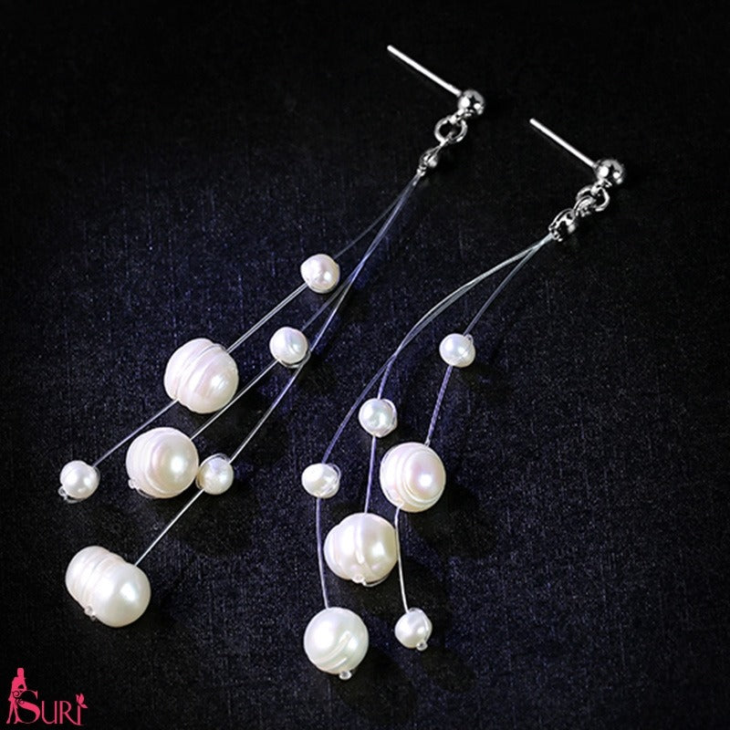 Bông Tai Tòn Teng Ngọc Trai Nước Ngọt Dáng Rơi