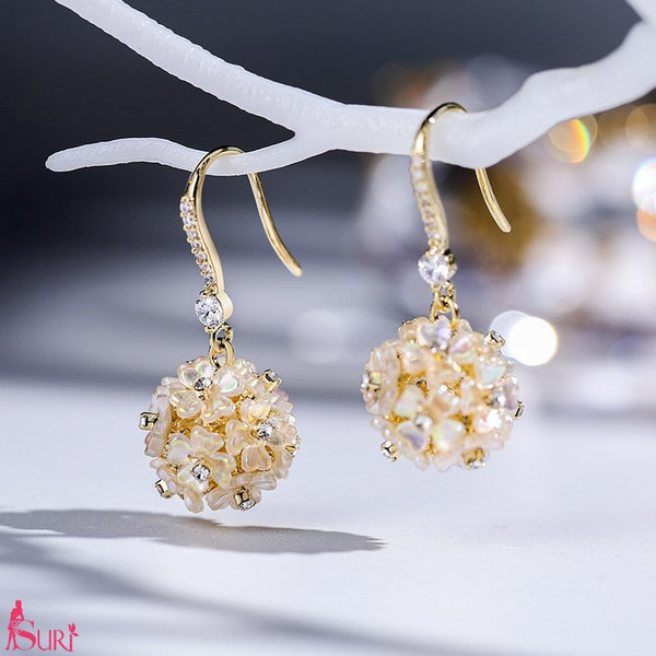 Bông Tai Tòn Teng Chùm Hoa Xà Cừ Dạng Móc