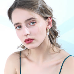 Bông Tai Tòn Teng Đá Trắng Giọt Nước Hai Màu