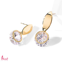 Bông Tai Tòn Teng Đá Trắng Giọt Nước Hai Màu