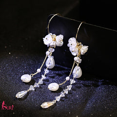 Bông Tai Tòn Teng Hoa Ngọc Trai Đính Đá