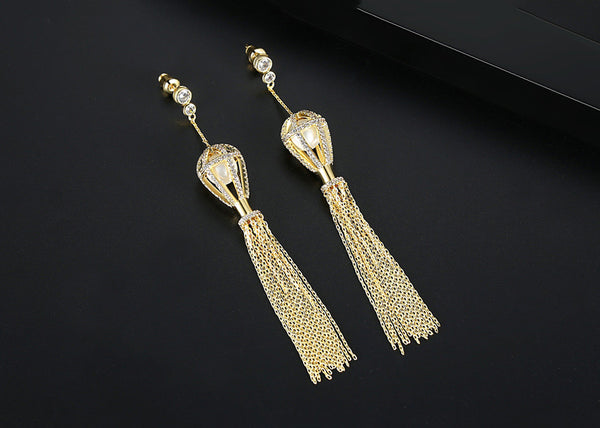 Bông Tai Tòn Teng Cầu Vàng Tua Rua