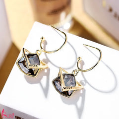 Bông Tai Khoen Tam Giác Vàng Đá Màu