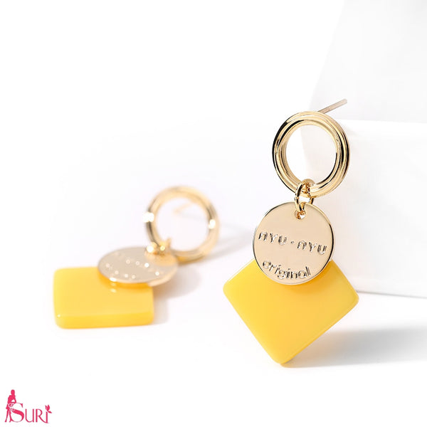 Bông Tai Tòn Teng Hình Thoi Vàng Chanh