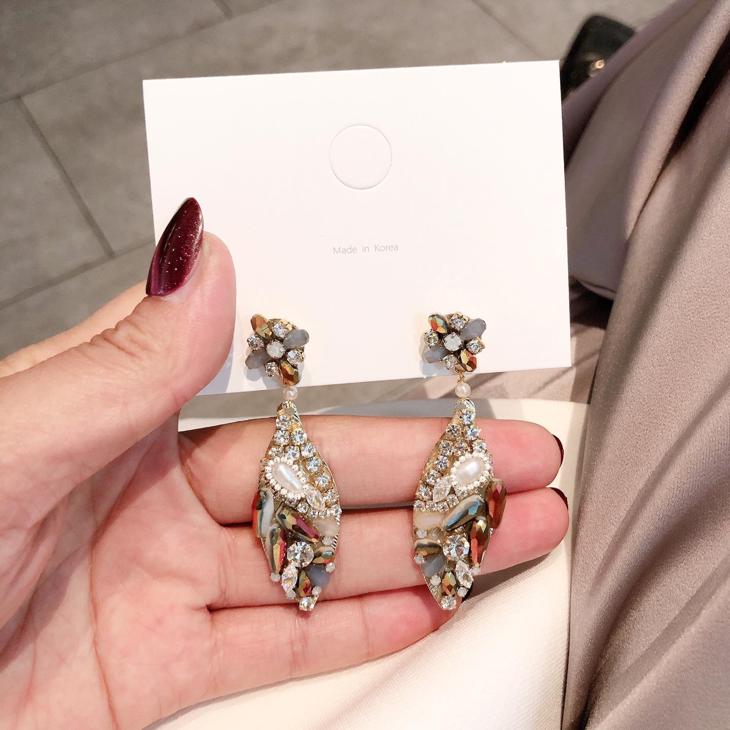 Bông Tai Tòn Teng Hình Lá Đính Đá Nhiều Kiểu