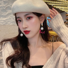 Bông Tai Tòn Teng 1 Hạt Trai Cá Tính Phối Đá Chữ Nhật