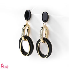 Bông Tai Tòn Teng Tròn 2 Màu Vàng Đen