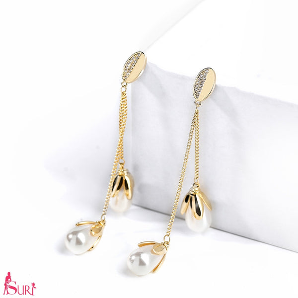 Bông Tai Tòn Teng 2 Nụ Ngọc Trai Nữ Tính