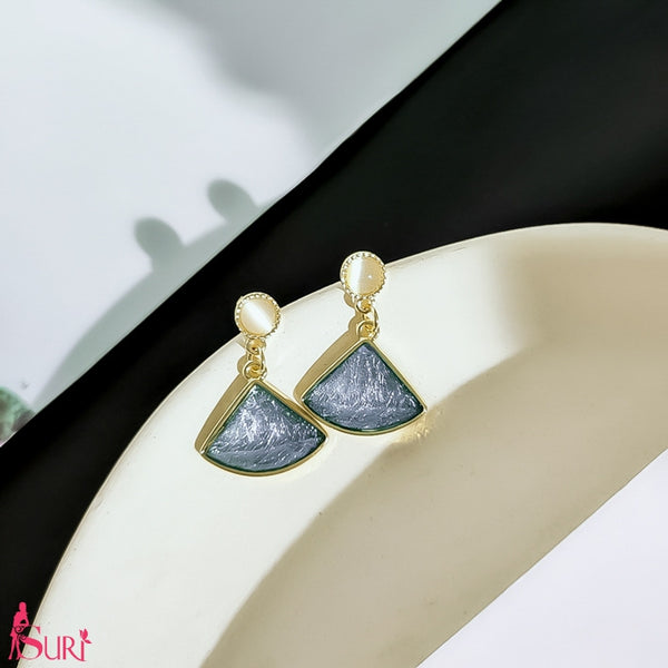 Bông Tai Tòn Teng Rẻ Quạt Đá Xanh Dương Nữ Tính