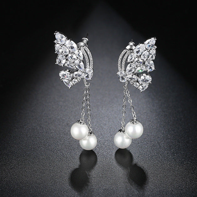 Bông Tai Tòn Teng ngọc Trai Cánh Bướm