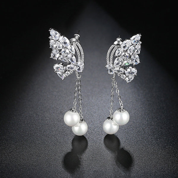 Bông Tai Tòn Teng ngọc Trai Cánh Bướm