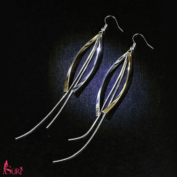 Bông Tai Tòn Teng Xoắn Kép Dáng Dài