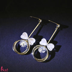 Bông Tai Tòn Teng Khoen Tròn Nơ Đá Trái Tim