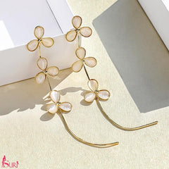 Bông Tai Tòn Teng Hoa 3 Cánh Hồng