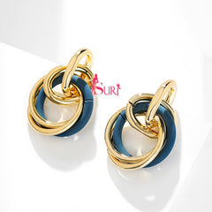 Bông Tai Tòn Teng Khoen Tròn Đôi Màu Sắc Cá Tính