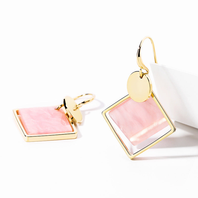 Bông Tai Tòn Teng Hình Thoi Hồng