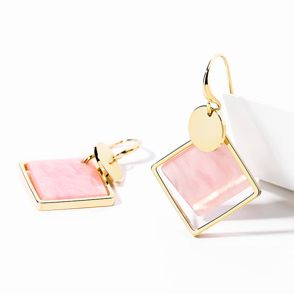 Bông Tai Tòn Teng Hình Thoi Hồng