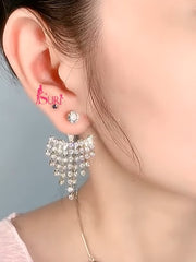 Bông Tai Tòn Teng Vành Tai Tua Rua Đá Rơi Cực Cá Tính