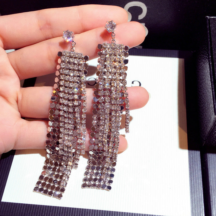 Bông Tai Tòn Teng Hình Chữ Nhật Lấp Lánh