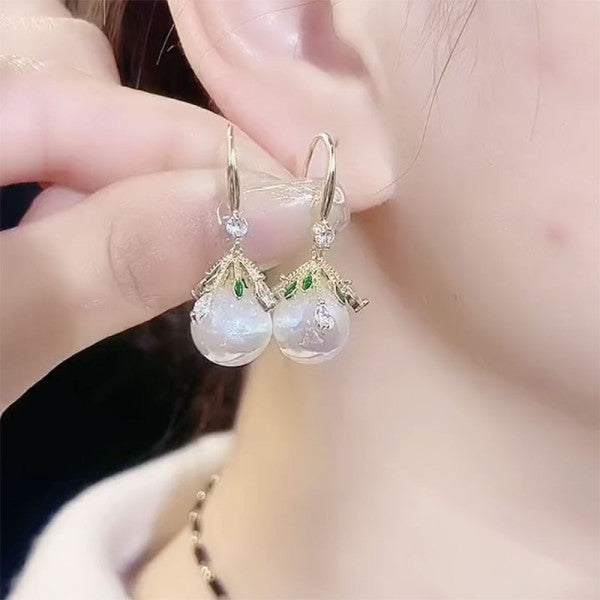 Bông Tai Nụ Ngọc Trai Đính Đá Dạng Móc