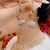Bông Tai Bất Đối Xứng Thỏ Đính Đá Siêu Yêu