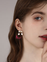 Bông Tai Trái Cherry Đỏ Đính Đá Nữ Tính