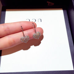 Bông Tai Trái Tim Đá Trắng Dạng Móc