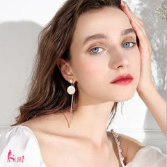 Bông Tai Tòn Teng Tròn Vân Trắng