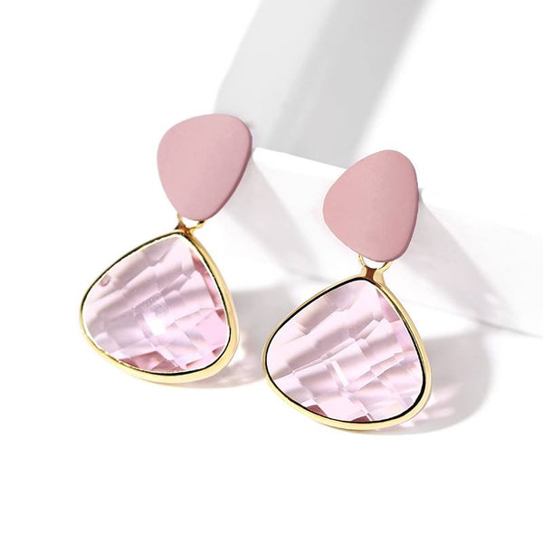 Bông Tai Tòn Teng Đá Hồng Nữ Tính