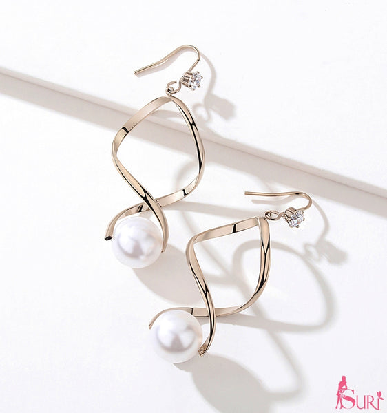 Bông Tai Tòn Teng Xoắn Ngọc Trai