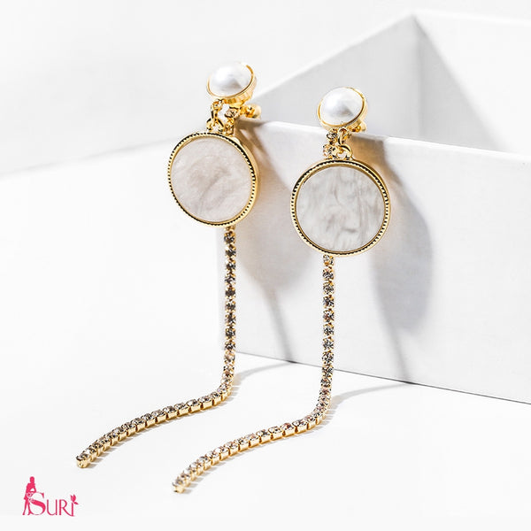 Bông Tai Tòn Teng Tròn Vân Trắng