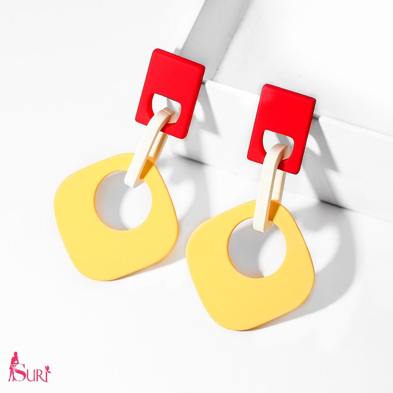 Bông Tai Tòn Teng Đỏ Vàng Trắng Cá Tính