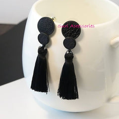 Bông tai tua rua đen cho cô nàng dịu dàng (màu đỏ)