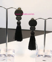 Bông tai tua rua đen cho cô nàng dịu dàng