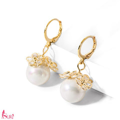 Bông Tai Tòn Teng Ngọc Trai Hoa Đá Dạng Móc