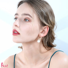 Bông Tai Tòn Teng Ngọc Trai Hoa Đá Dạng Móc