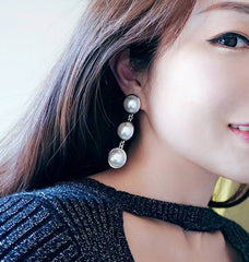 Bông tai tòn teng 3 ngọc trai