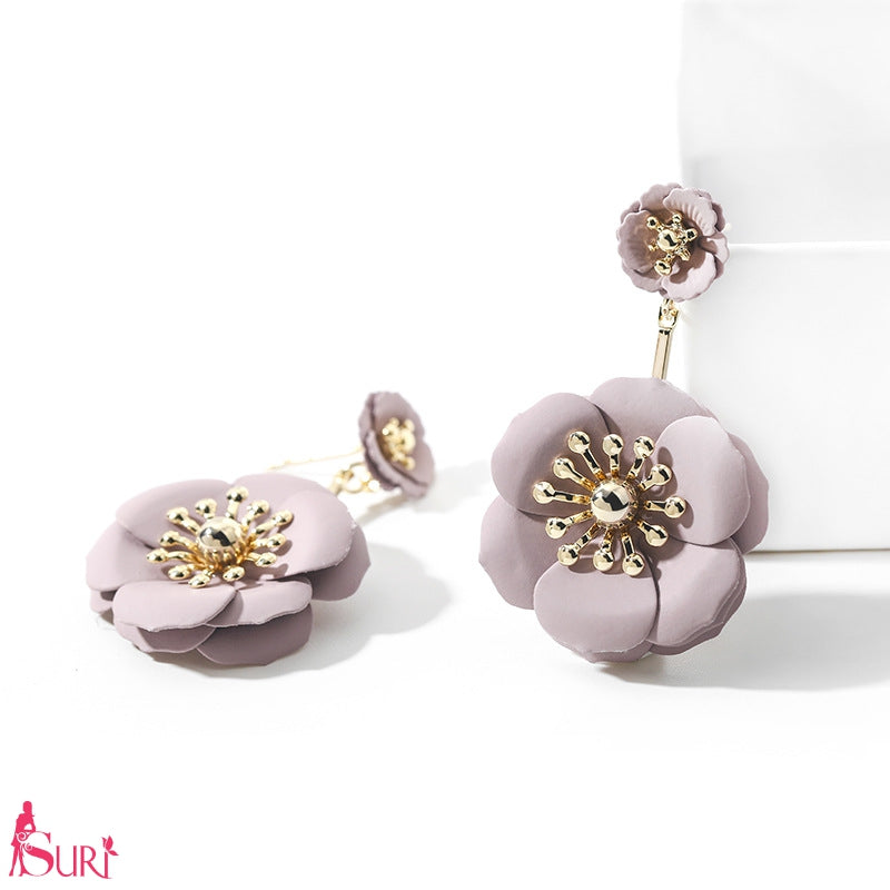 Bông Tai Tòn Teng Hoa Tím Nhụy Vàng