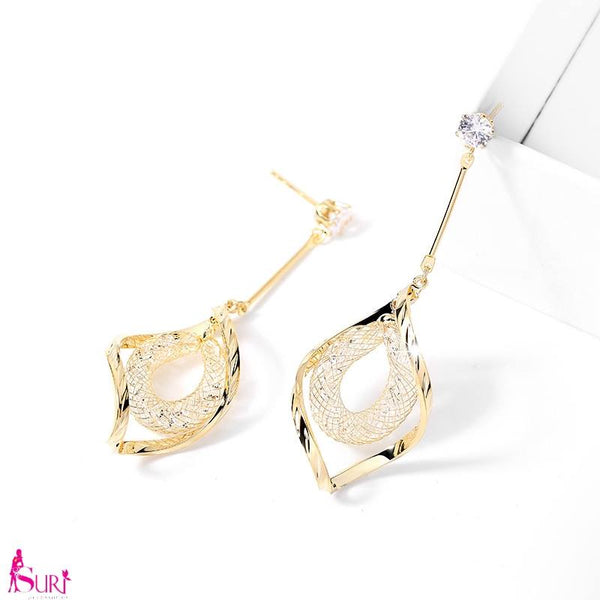 Bông Tai Tòn Teng Xoắn Lưới Vàng