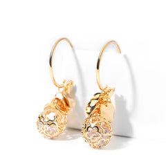 Bông Tai Tòn Teng Khoen Tròn Hoa Văn Vàng