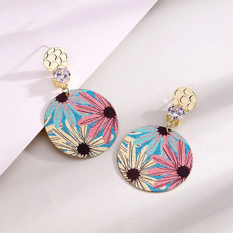 Bông Tai Tòn Teng Tròn In Hoa