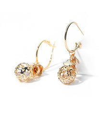 Bông Tai Tòn Teng Khoen Tròn Hoa Văn Vàng