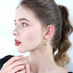 Bông Tai Tòn Teng Khoen Tròn Hoa Văn Vàng