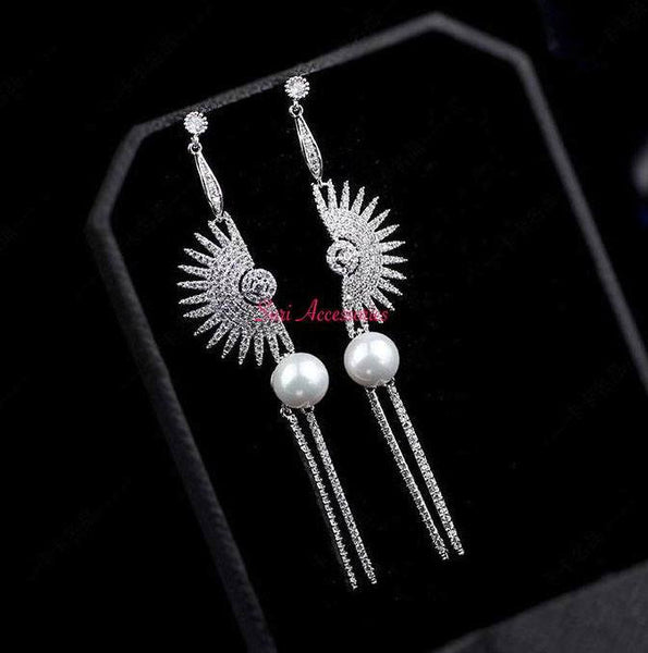 Bông tai tòn teng bạc quạt xẻ đôi